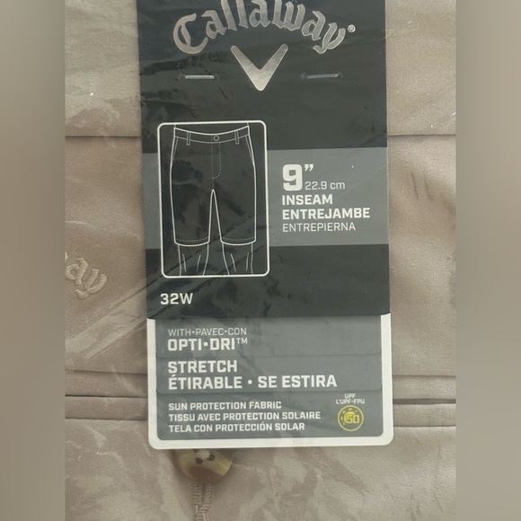 Callaway Men’s Opti-Dri Flat Front Stretch Golf Short 32 waist 9in length NWT - Picture 8 of 11